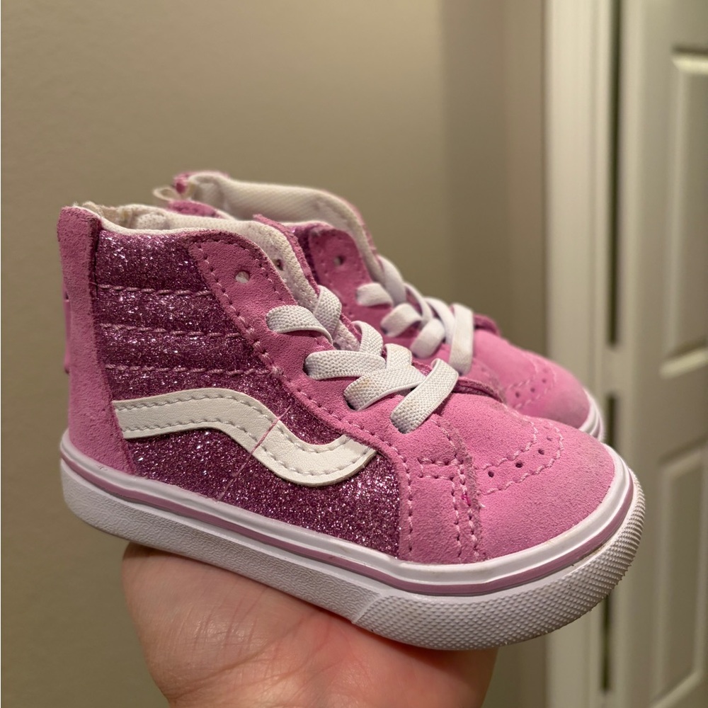 Vans Kids Sparkly Pink High-Top Sneakers